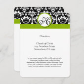 Carte D'accompagnement Direction du monogramme floral noir et blanc (Devant / Derrière)