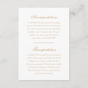 Carte D'accompagnement Direction Mariage de script en ivoire et or