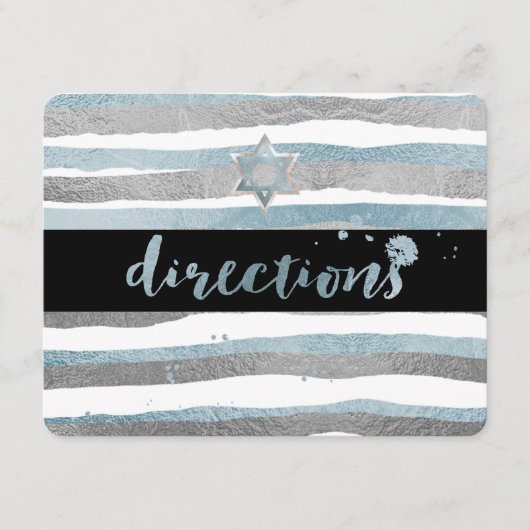 Carte D'accompagnement Direction PixDezines/argent/bleu/rayures/mitzvah (Devant)