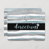 Carte D'accompagnement Direction PixDezines/argent/bleu/rayures/mitzvah (Devant / Derrière)