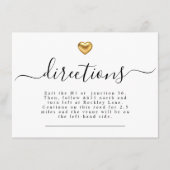 Carte D'accompagnement Directions de mariage à coeur doré moderne simple (Devant)