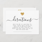 Carte D'accompagnement Directions de mariage à coeur doré moderne simple (Devant / Derrière)