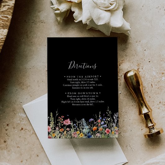 Carte D'accompagnement Directions de mariage botanique dans une prairie r