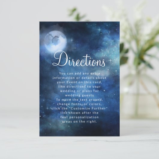Carte D'accompagnement Directions de mariage céleste de pleine lune de ci (Debout devant)