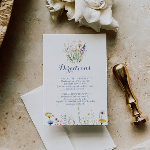 Carte D'accompagnement Directions de Mariage de Fleur sauvage multicolore