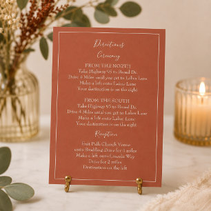 Carte D'accompagnement Directions de mariage élégantes en terre cuite