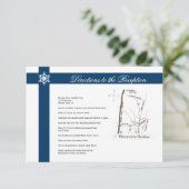 Carte D'accompagnement Directions de mariage Flocons de neige bleus et bl (Debout devant)