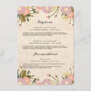 Carte D'accompagnement Directions de mariage floral aquarelle rustique ch