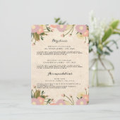 Carte D'accompagnement Directions de mariage floral aquarelle rustique ch (Debout devant)