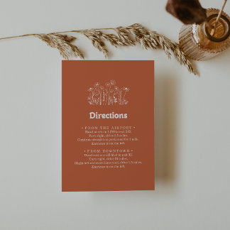 Carte D'accompagnement Directions de mariage minimalistes aux fleurs sauv