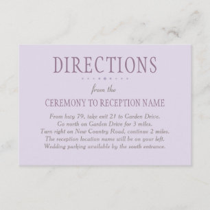 Carte D'accompagnement Directions de mariage rustique violet vert