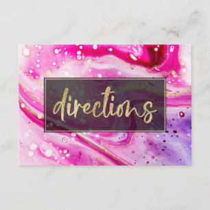 Carte D'accompagnement Directions en marbre rose éclaboussé d'encre avec