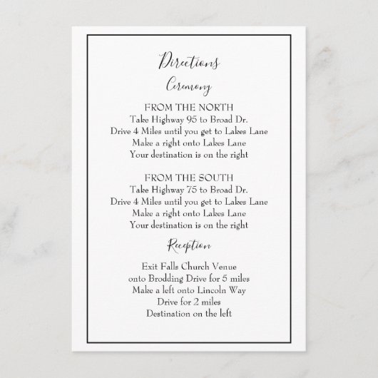 Carte D'accompagnement Directions magnifiques en noir et blanc (Devant)