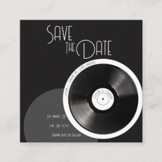 Carte D'accompagnement Disque Vinyle Rétro 70s Noir et Blanc Minimaliste
