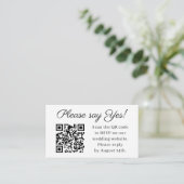 Carte D'accompagnement Dites Oui Mariage élégant Code QR RSVP (Debout devant)