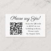 Carte D'accompagnement Dites Oui Mariage élégant Code QR RSVP (Devant)