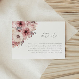 Carte D'accompagnement Divine Boho Blush & Mariage Rose Détails