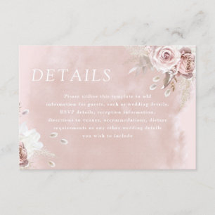 Carte D'accompagnement Divine Dusty Rose Blush Aquarelle Détails du Maria