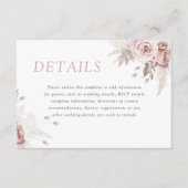 Carte D'accompagnement Divine Dusty Rose Blush Floral Détails du Mariage (Devant)