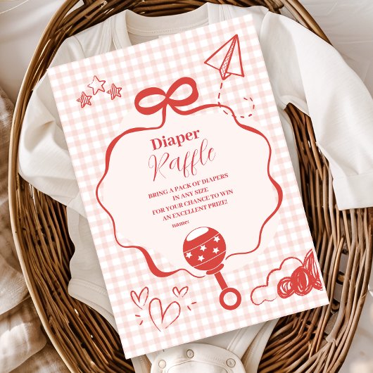 Carte D'accompagnement Dodle Brunch Bow Bow Baby shower Diapper Raffin