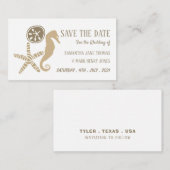 Carte D'accompagnement Dollar de sable, Starfish et Seahorse, Enregistrer (Devant / Derrière)