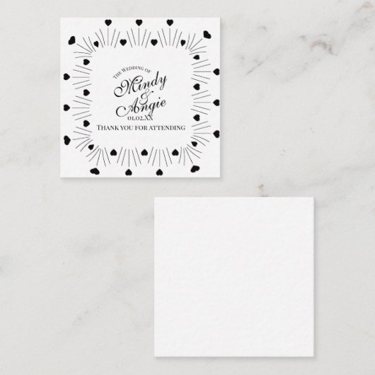 Carte D'accompagnement Doodle Hearts Frame Script Wedding (Devant / Derrière)