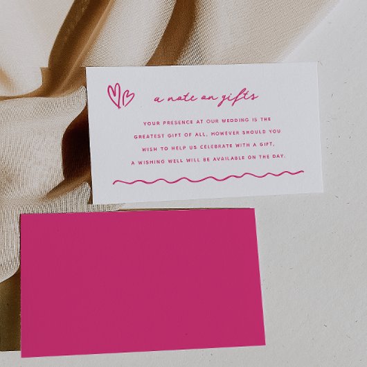 Carte D'accompagnement Doodle rose Whimsical Une Note Sur Les Cadeaux