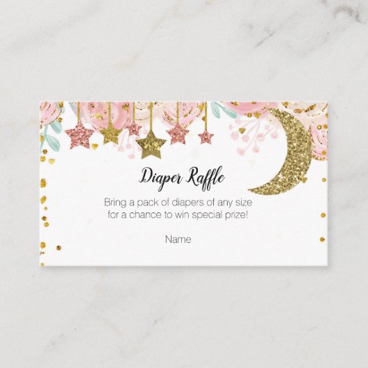 Carte D'accompagnement Doré scintillant Diaper Raffle (Devant)