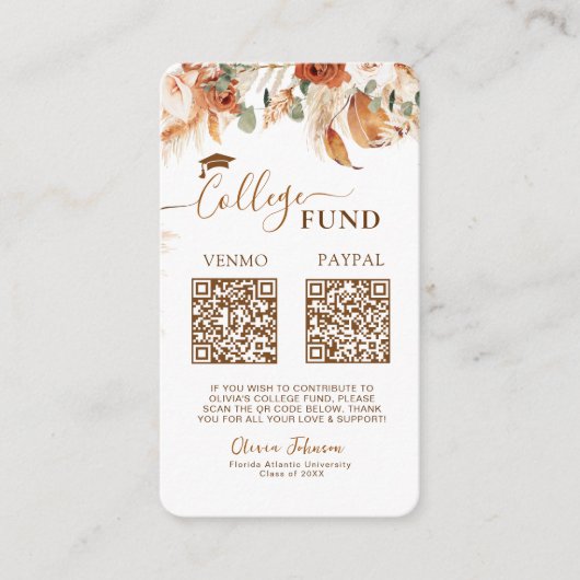 Carte D'accompagnement Double Graduation College Fund QR Code (Devant)