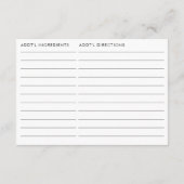 Carte D'accompagnement Double Sided Honey Bee Bridal Shower Recipe (Dos)