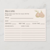 Carte D'accompagnement Double Sided Pear Fruit Theme Recipe Bridal Shower (Devant)