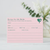 Carte D'accompagnement Double Sided Pink Green Bridal Shower Recipe (Debout devant)