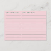 Carte D'accompagnement Double Sided Pink Green Bridal Shower Recipe (Dos)