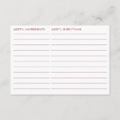 Carte D'accompagnement Double Sided Red Valentines Bridal Shower Recipe  (Dos)