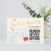 Carte D'accompagnement Douce Écriture Moderne Coquette Ruban Registre (Debout devant)