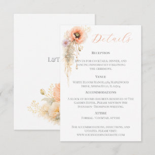 Carte D'accompagnement Douce Édition Élégante Mariage Poppy Blush