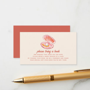 Carte D'accompagnement Douce Fête de Naissance Fille Livre Demande Perle