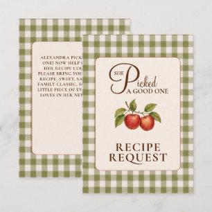 Carte D'accompagnement Douce Mariage Champêtre Vert Sauge Gingham Pomme