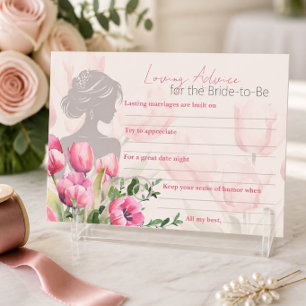 Carte D'accompagnement Douce Mariée Fleurs de Tulipes Roses