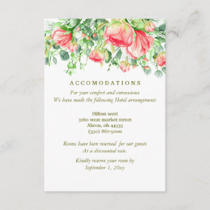 Carte D'accompagnement Doucement romantique Hébergement Floral Mariage