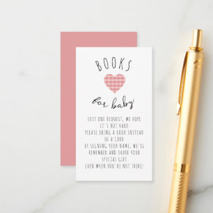 Carte D'accompagnement Douces Filles au Petit Cœur Gingham Livres Pour Bé