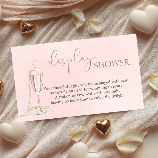 Carte D'accompagnement Douche à affichage nuptiale Pearls et Pink Prosecc