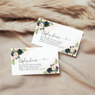 Carte D'accompagnement Douche à écran floral bleu marine et rose