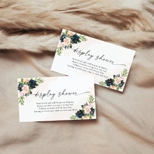 Carte D'accompagnement Douche à écran floral bleu marine et rose