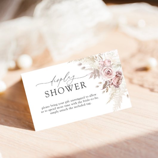 Carte D'accompagnement Douche à écran Rose floral et poussiéreux