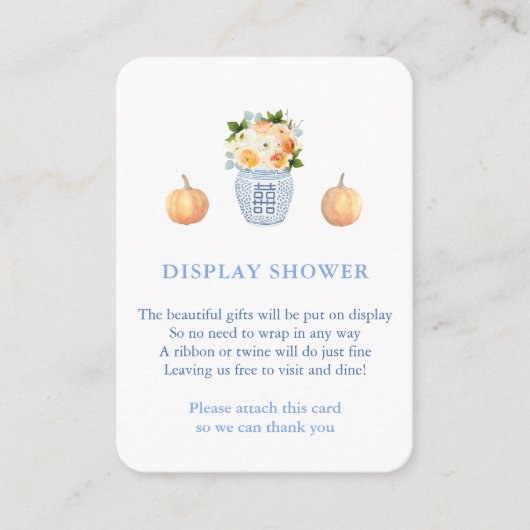 Carte D'accompagnement Douche Affichage Élégant Citrouille Bleu Blanc Aut (Devant)