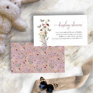 Carte D'accompagnement Douche aux fleurs sauvages bohèmes rose vif