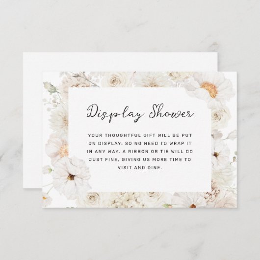 Carte D'accompagnement Douche d'affichage à fleurs blanches (Devant / Derrière)
