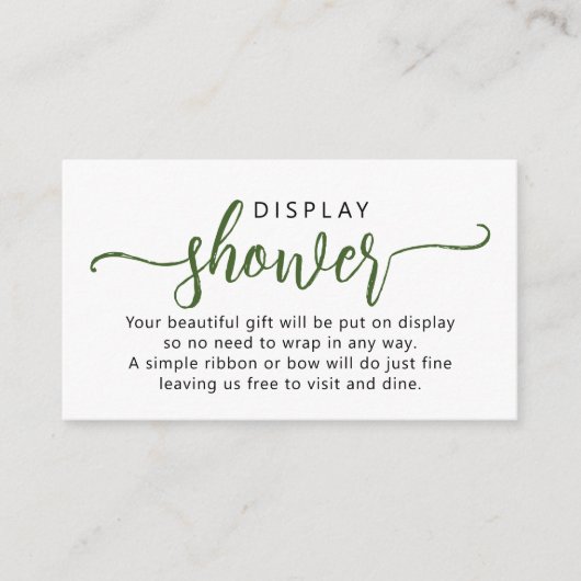 Carte D'accompagnement Douche d'affichage à script vert simple (Devant)
