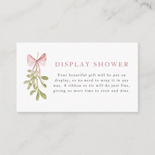 Carte D'accompagnement Douche d'affichage Mistletoe Dusty Rose Bow (Devant)